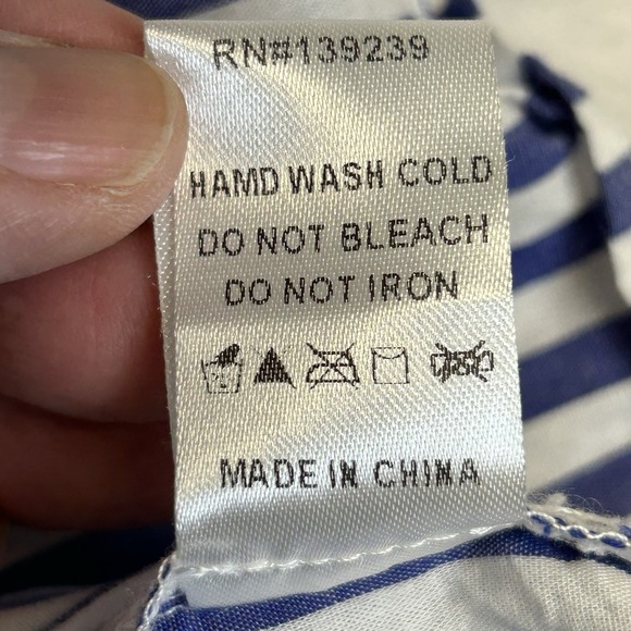 Pomander Place Tuckernuck Kenzo Mini Dress Blue White Stripe Tiered Size Small - Picture 8 of 9